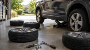 How Often Should You Rotate Tires? Complete Tire Care Guide in a realistic automotive scene
