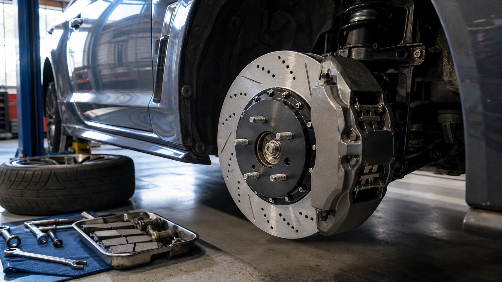 Top Brake Upgrades for High-Performance Street Cars in a realistic automotive scene