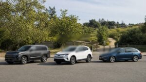 Editorial automotive image showing unbranded vehicles compared in a real-world parking setting for SUV vs Crossover vs Wagon: Which Vehicle Class Fits Your Life?