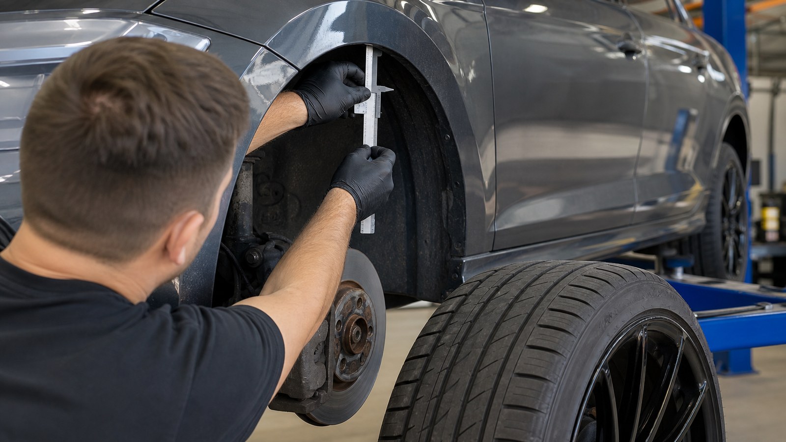 Editorial image for Wheel Offset, Tire Size, and Fitment Explained Without Confusion with an unbranded vehicle scene and no text